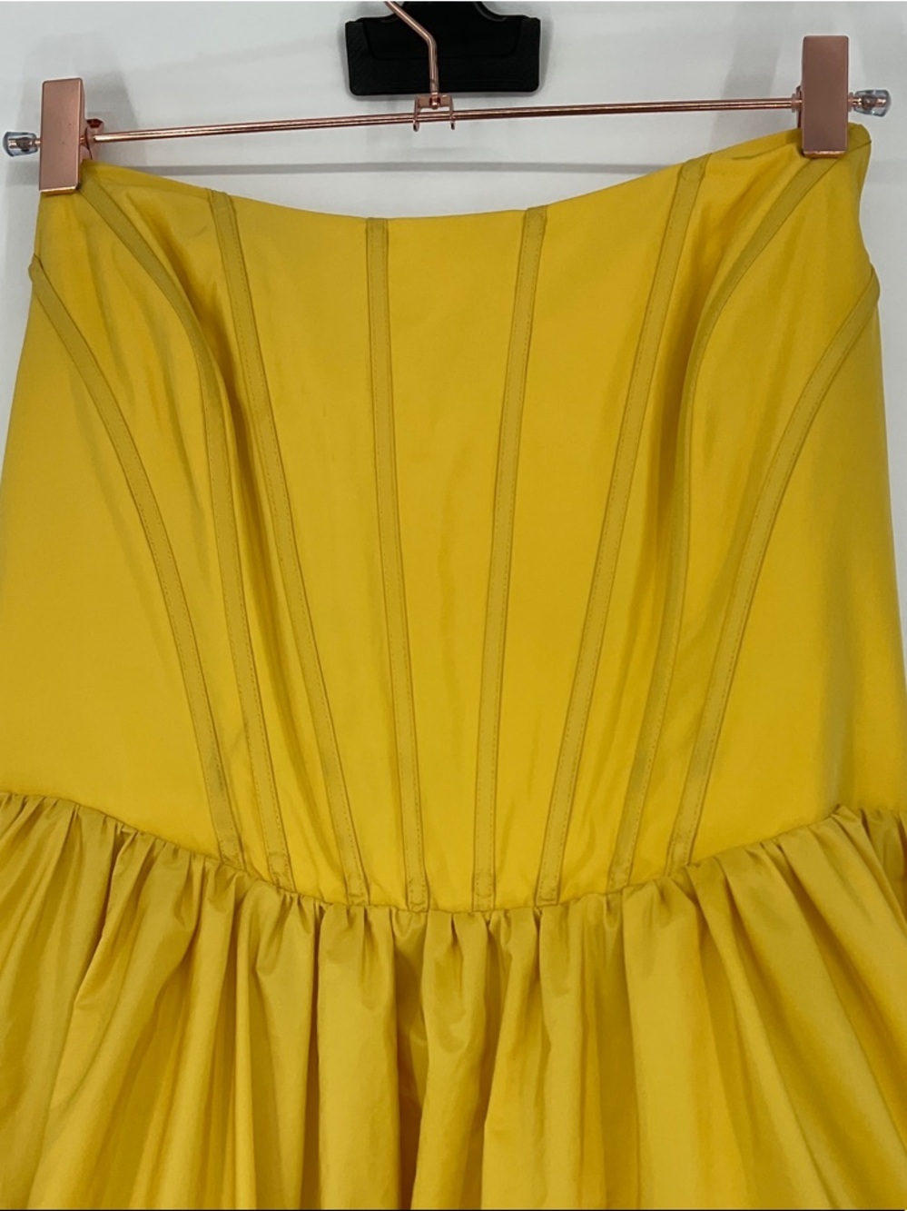 Anthropologie Corset High-Low Bubble Dress Mustard Yellow size L - Picture 6 of 10
